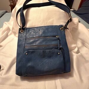 Blue Leather Shoulder Bag
